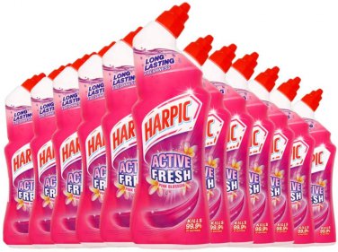Harpic Active Fresh Toilet Cleaner Gel, Pink Blossom, Pack of 12 3038057