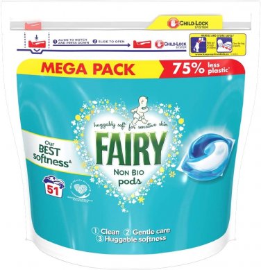 Fairy Non Bio Pods Washing Liquid Capsules 51 Washes
