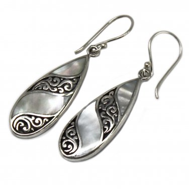 Shell & Silver Earrings - Teardrop Mother of Pearl  03 (RRP $51.99)