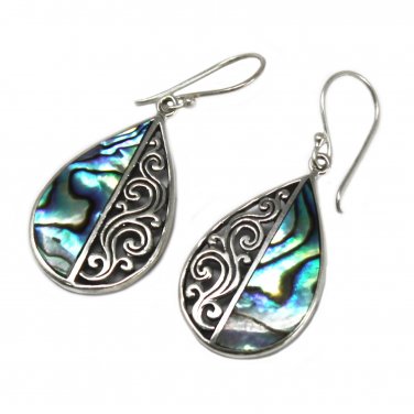 Shell & Silver Earrings - Teardrop Abalone  09 (RRP $30.99)