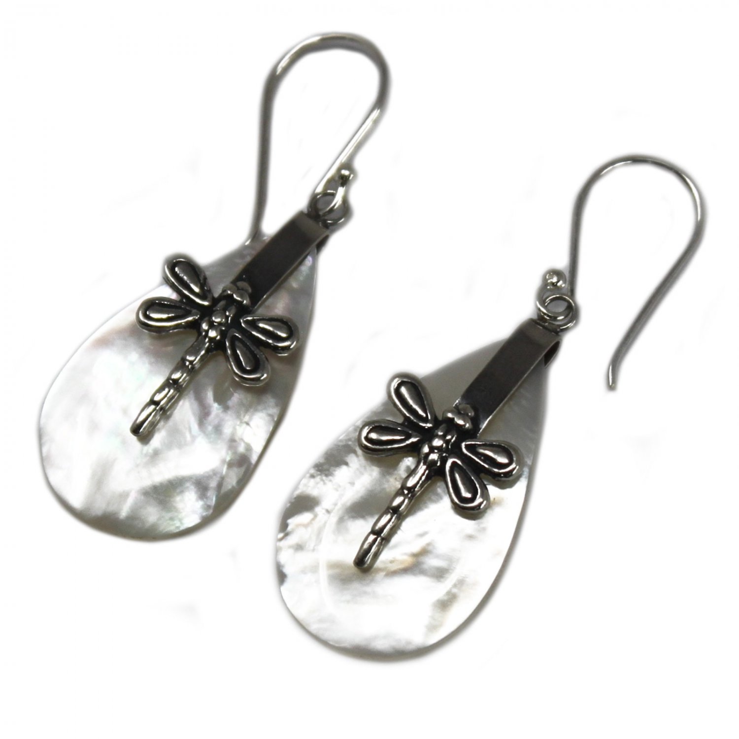 Shell & Silver Earrings - Dragonflies Mother of Pearl  04 (RRP $39.99)