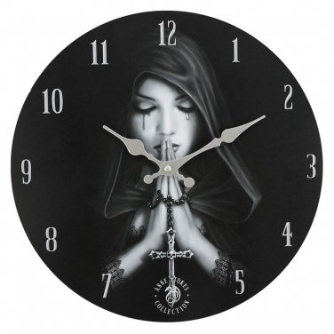 Gothic Prayer MDF Wall Clock 34cm - 16