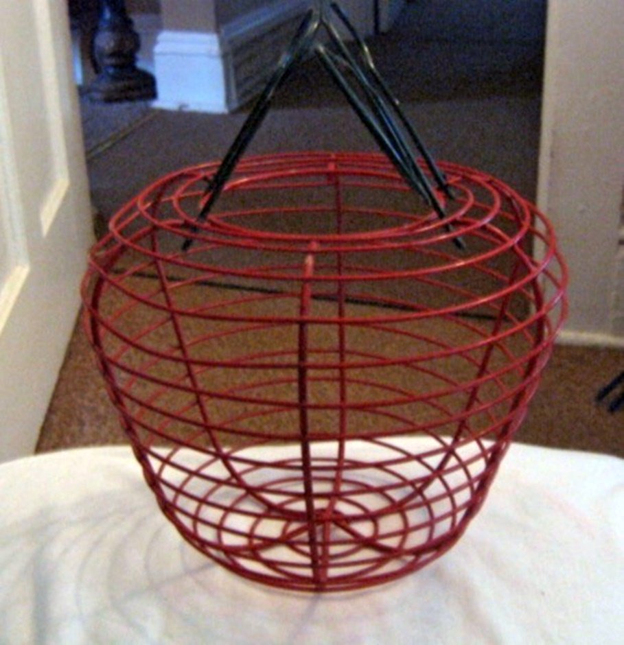 Large Red Metal Wire Apple Shaped Basket #145