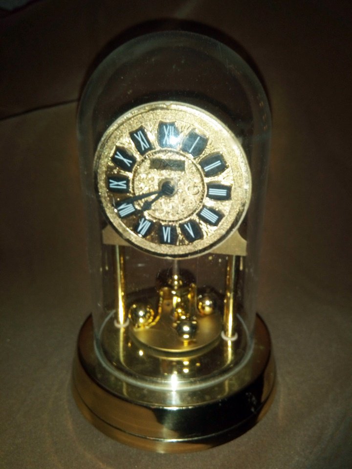 Small Battery Operated Diplom Anniversary Glass Dome Clock #147