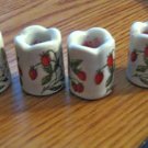 Four Small Porcelain Candleholders from Funny Designs West Germany Strawberry Pattern  #148