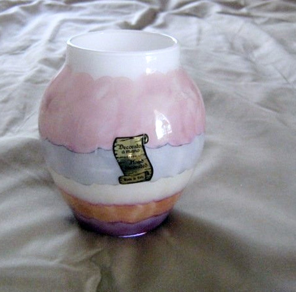 Small 4 1/8" Hand Decorated Vintage Italy Lusterware Vase 152