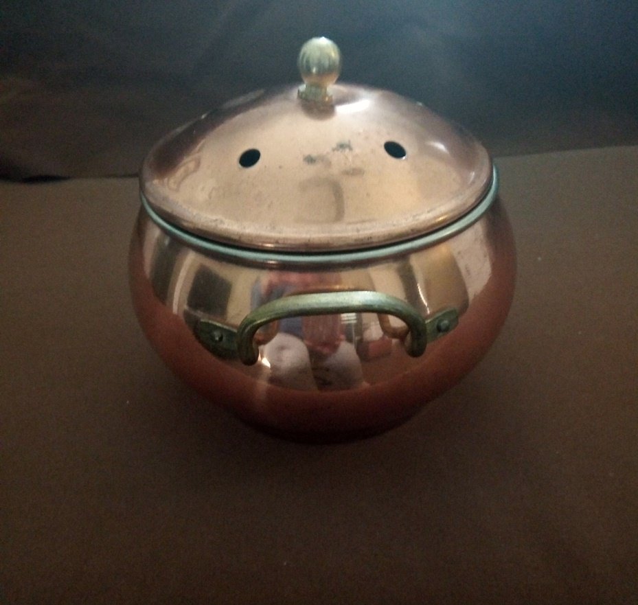 Copper & Brass Potpourri Kettle with Handles & Lid with Aroma Holes 158