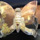 Clear Lucite Butterfly Paperweight Filled with Oil and Flowers  #176