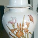Beautiful White Porcelain Peach and Rose Iris and Butterfly Ginger Jar  #322
