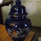 Beautiful Deep Blue Porcelain Peacocks and Flowers Ginger Jar  #323