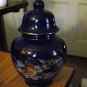Beautiful Deep Blue Porcelain Peacocks and Flowers Ginger Jar  #323