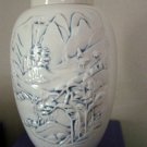 White and Blue Porcelain 3D Mountain Scene Ginger Jar  #324