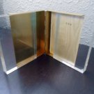 Vintage Hinged Folding Gold  3"x4"  Double Brass and Glass Picture Frame  #329