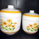 Vintage Mid Century Nesting Canister Set with Hand Painted Yellow Flowers, Sears 1978 368