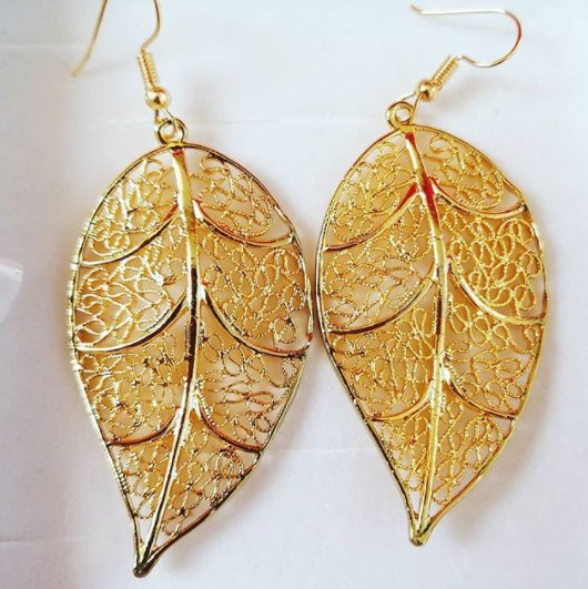 Earrings Leaf Handmade by casting bronze womans gift
