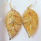 Earrings Leaf Handmade by casting bronze womans gift