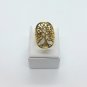 Tree of Life Ring sterling silver handmade by casting gold plated ajustable