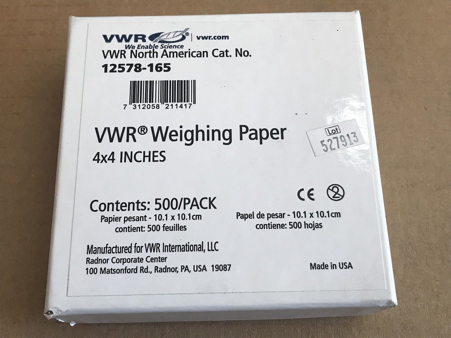 Two Packs 500 VWR Weighing Paper 10.1 x 10.1 cm 4 x 4" 12578165