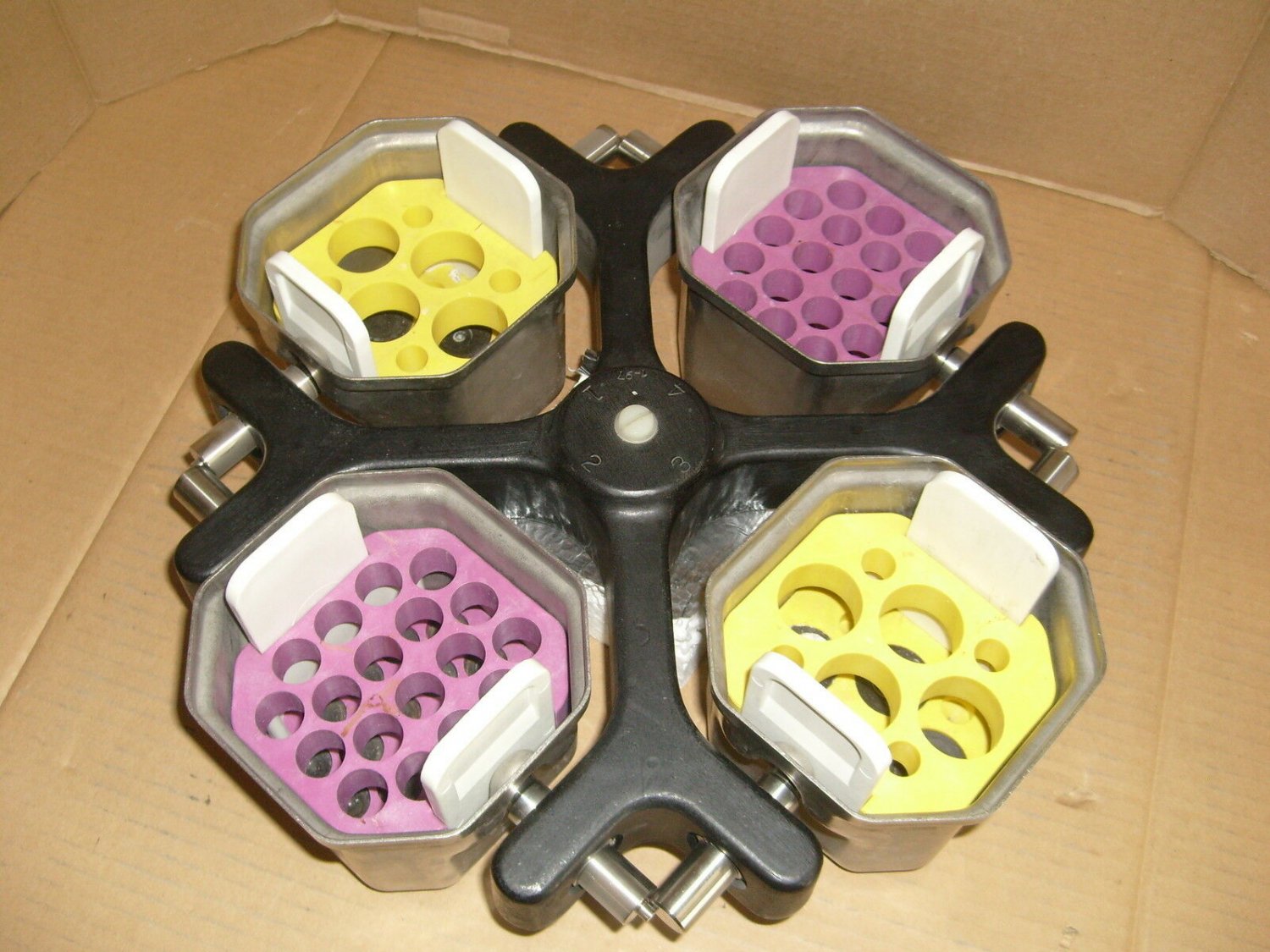 Beckman TH-4 Rotor Swing Bucket for TJ-6 Centrifuge Purple / Yellow Inserts TH4