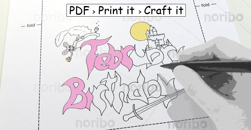 Card - February Birthday Mouse Dangles in a Hat - printable 8.5x11" PDF digital download coloring