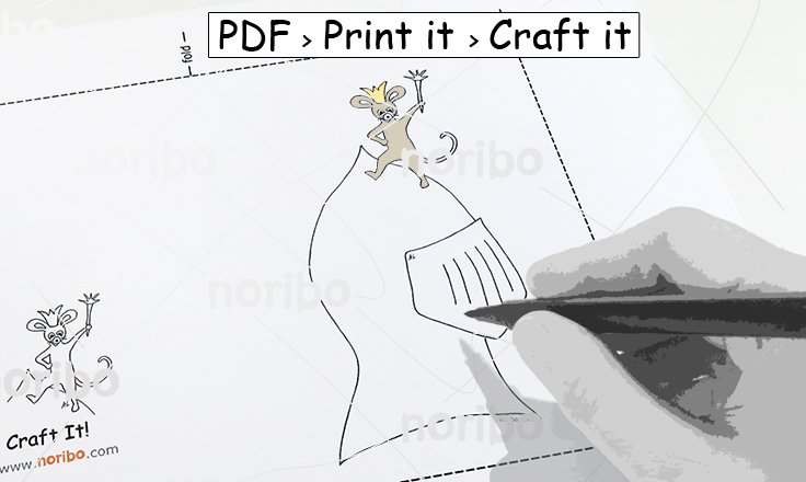 Card - Mouse King Crown Scepter Helmet - printable 8.5x11" PDF digital download colouring DIY rodent