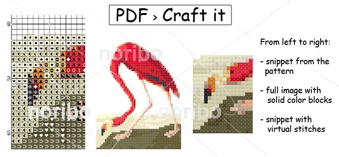 Cross Stitch Chart - Flamingo 50x63 - printable 8.5x11" PDF digital download DIY bird embroidery