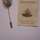 Authentic Scrimshaw Stick Pin Tall Ship Scene Hand Made Estate