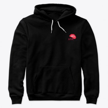 red lips black hoodie