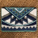 Turquoise White Beaded Evening Clutch, Wedding Clutch Bag, Party Bag/ Clutch, Fashion Bags