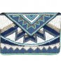 Turquoise White Beaded Evening Clutch, Wedding Clutch Bag, Party Bag/ Clutch, Fashion Bags