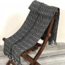 Cotton Decorative Blanket, Cozy Black Throw Blanket, Transitional Woven Tassel for Sofa, Couch