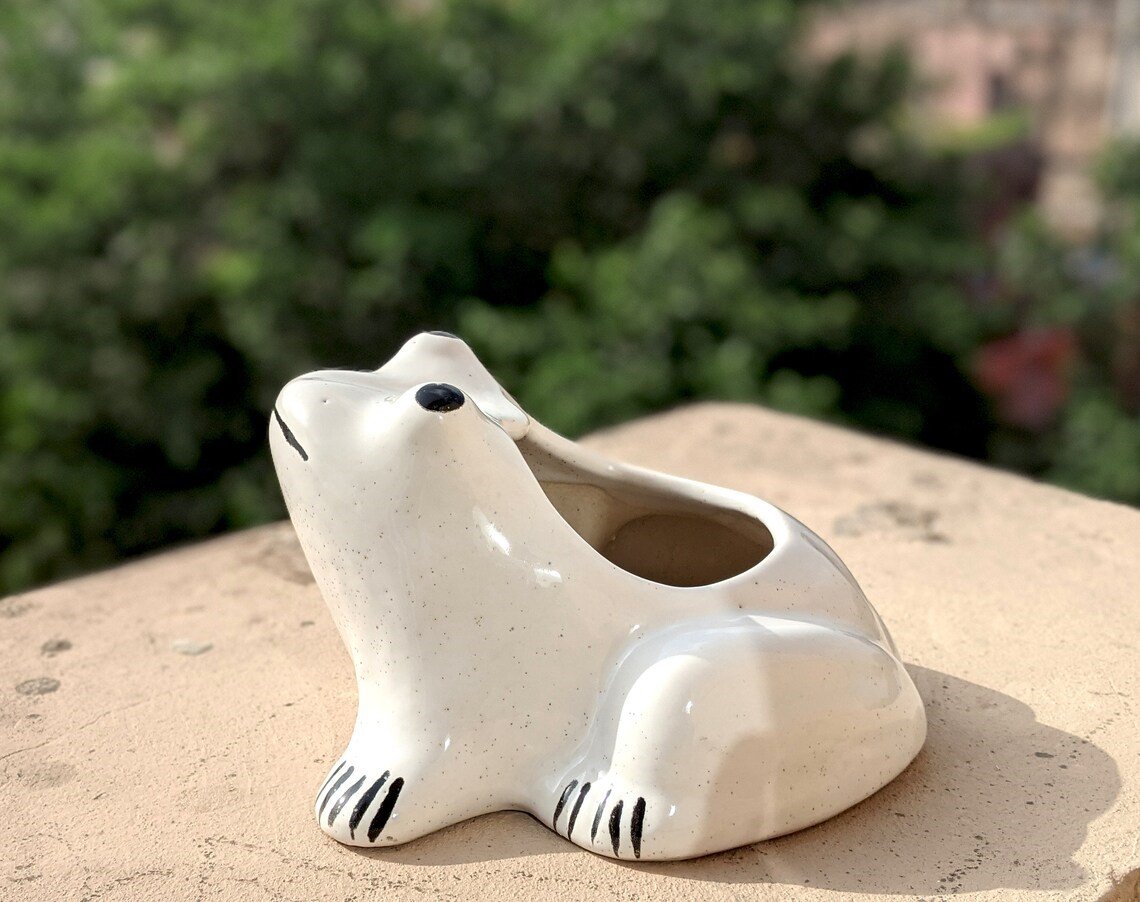 Ceramic Planters, Outdoor Garden Planter, Indoor Ceramic Pots, Frog Ceramic Planter.