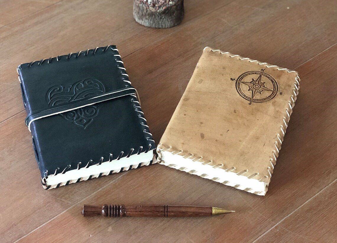 Handmade Paper Leather Journal, Notebook, Handmade Journal.