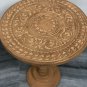 Floral Beige Coffee Table, Hand Carved Round Side Table, Handmade & Traditional Table