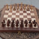 12" Wooden Handmade Non Magnetic Chess Set, Folding Travel Chess Board.
