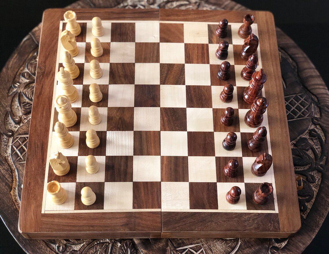 12" Magnetic Folding Handmade Chess Set. Wooden Chess Set,Travel chess Board game Set, Chess Travel