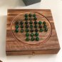 Wooden Handmade Solitaire Board Game Set with Glass Marbles, Marble Solitaire, 9.2"
