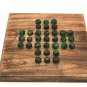 Wooden Handmade Solitaire Board Game Set with Glass Marbles, Marble Solitaire, 9.2"
