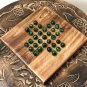 Wooden Handmade Solitaire Board Game Set with Glass Marbles, Marble Solitaire, 9.2"