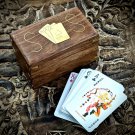 Wooden Box with Playing Paper Cards, Handmade Wooden Card Box, Storage Box.