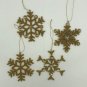 Golden Christmas Large Snowflake Hangings, Set of 4, Christmas Decorative, Tree Ornaments.