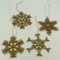 Golden Christmas Large Snowflake Hangings, Set of 4, Christmas Decorative, Tree Ornaments.