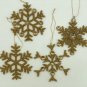 Golden Christmas Large Snowflake Hangings, Set of 4, Christmas Decorative, Tree Ornaments.