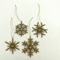 Golden Christmas Medium Snowflake Hangings, Set of 4, Christmas Decorative, Tree Ornaments.