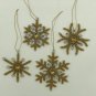 Golden Christmas Medium Snowflake Hangings, Set of 4, Christmas Decorative, Tree Ornaments.