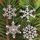 Silver Christmas Large Snowflake Hangings, Set of 4, Christmas Decorative, Tree Ornaments.