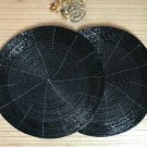 Black Beaded Placemats, Set of 4/6/10 Handmade Black Beaded Charger, Table Mats, Decorative