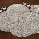 14" Placemats, Set of 4/6/10 White and Black Table Mats, Coasters and Napkin Ring Set, Table Decor.