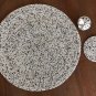 14" Placemats, Set of 4/6/10 White and Black Table Mats, Coasters and Napkin Ring Set, Table Decor.