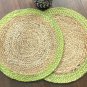 Natural Jute and Chartreuse Table Mats, Set of 4/6/8, Handmade Placemats, Jute Placemat, Decorative